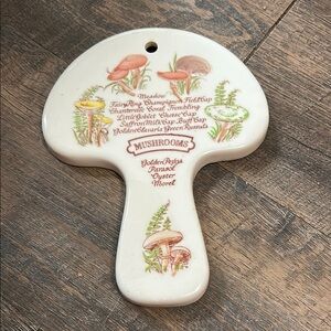 Vintage 1980’s Avon Weiss Ceramic Mushroom Spoon‎ Rest, Trivet, Wall Decor